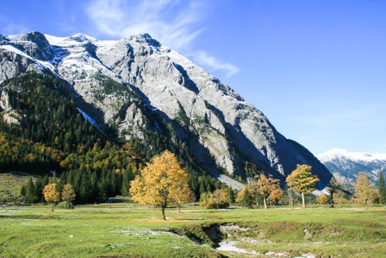 Der große Ahornboden im Karwendel am Ende des Engtales.