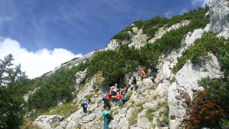 Der Einstieg zum Roßstein-Klettersteig