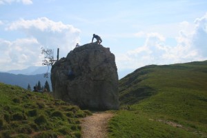 Der Kletterfelsen kurz vor dem Klettersteig