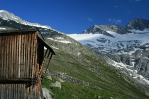 Die Bergstation der Materialseilbahn