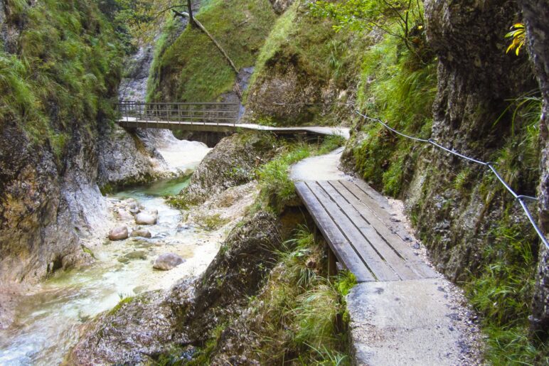 Der schmale Weg durch die Almbachklamm