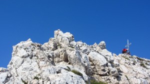 Der Gipfel der Cima Valdritta, der höchste Punkt der Wanderung