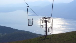 Der letzte Teil der Tour delle Cime: Mit dem Stehlift nach Prada, das immer noch deutlich über dem Gardasee liegt