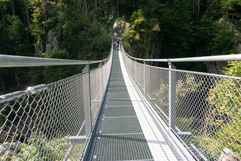Jetzt geht es über die zweite Hängebrücke
