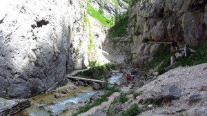 Kurz nach dem Ende der Höllentalklamm queren wir den Bach erneut.