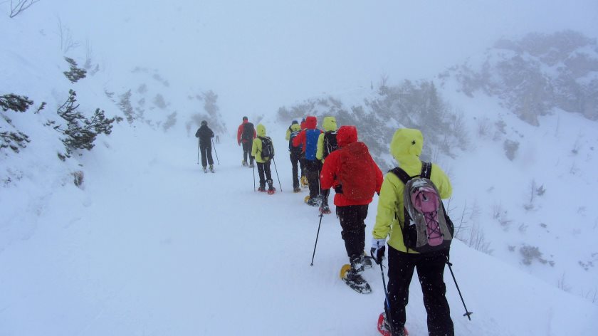 Die Gore-Tex Blogger Summit Gruppe beim Schneeschuh-Wandern