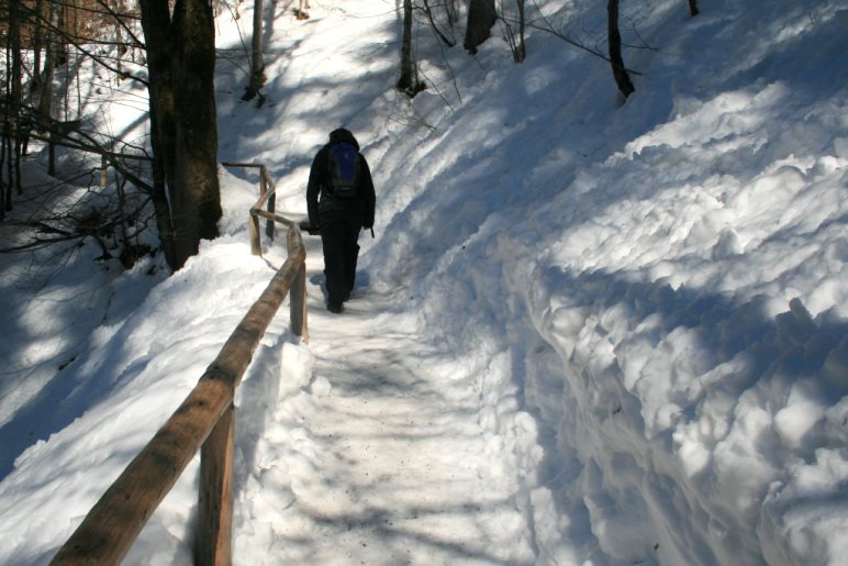 Der Aufstieg zum Vordergraseck und der Wettersteinalm ist gut geräumt