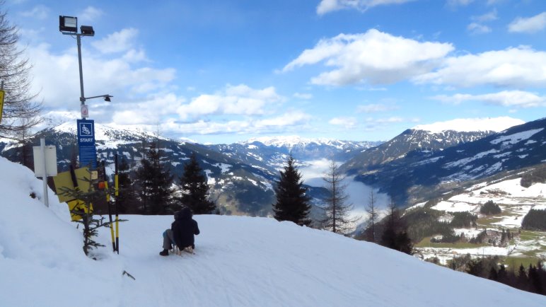 Am Start der Gerlosstein-Rodelbahn