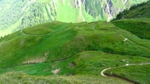 Der Blick von der Gleiwitzer Hütte auf den Aufstiegsweg