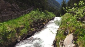 Der Reinbach, wenige Meter bevor er den oberen Wasserfall hinabstürzt