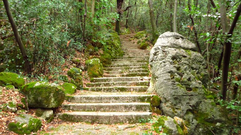 Eine besonders lange Treppe auf dem Weg nach Mošćenice