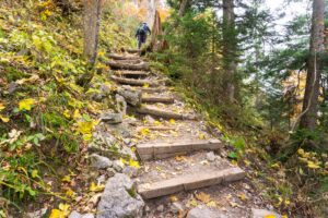 An steileren Stellen helfen Stufen