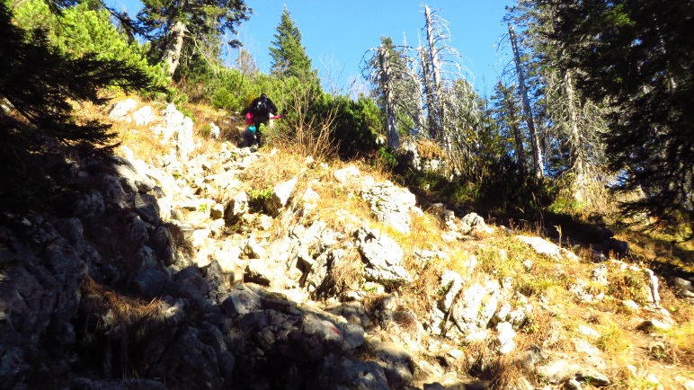 Noch ein wenig steiler geht's immer: Kurz vor dem Spitzstein-Gipfel