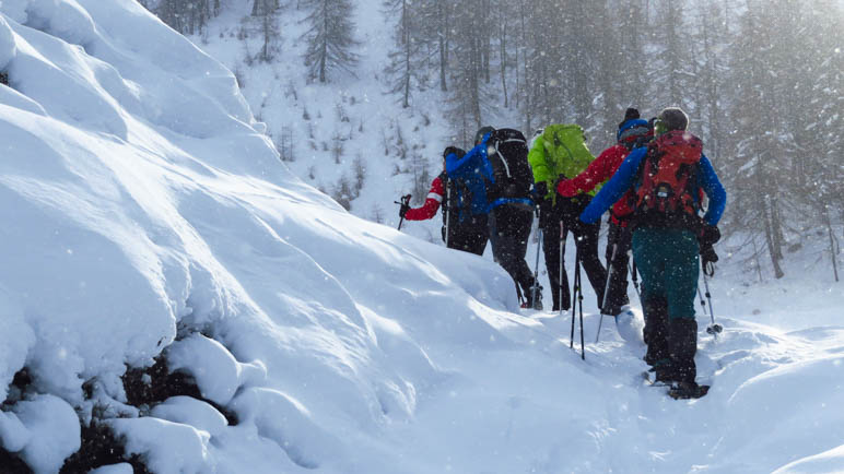 Richtung Gipfel, aber doch nicht ganz hoch: Kurz hinter der Seeberg Alm auf der Schneeschuhtour durchs Passeiertal