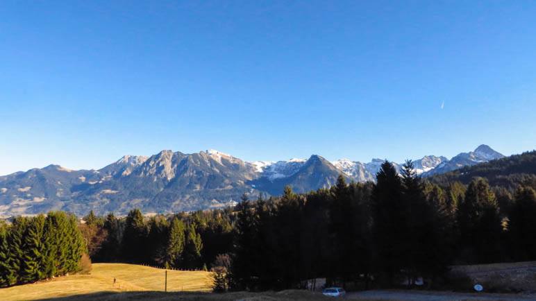 Die Aussicht auf das Nebelhorn von der Alpe Dornach