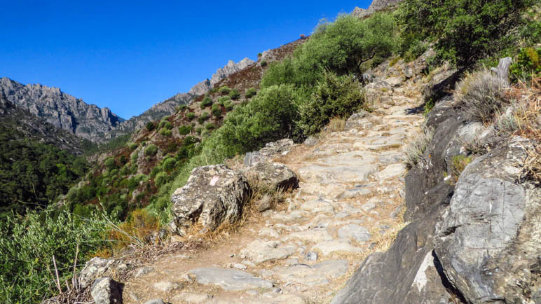 Wir wandern auf einem befestigten Maultierpfad