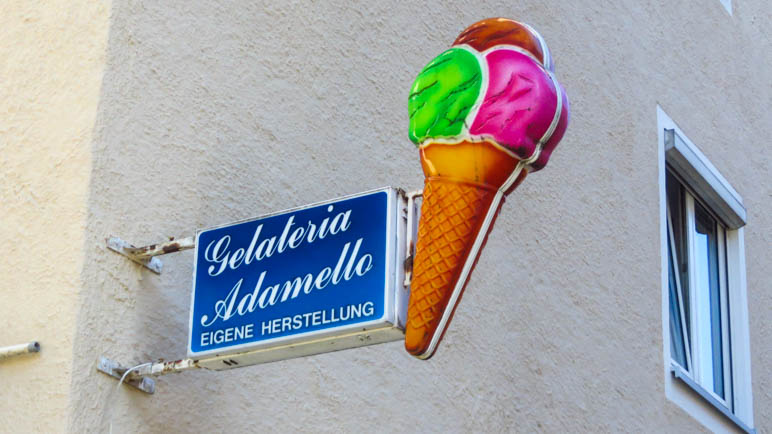 Eine Gelateria mit einem klingenden Namen: Adamello