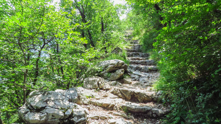 Auf den vielen Treppen des Wanderwegs