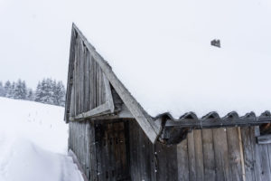 Holzwand und Dach