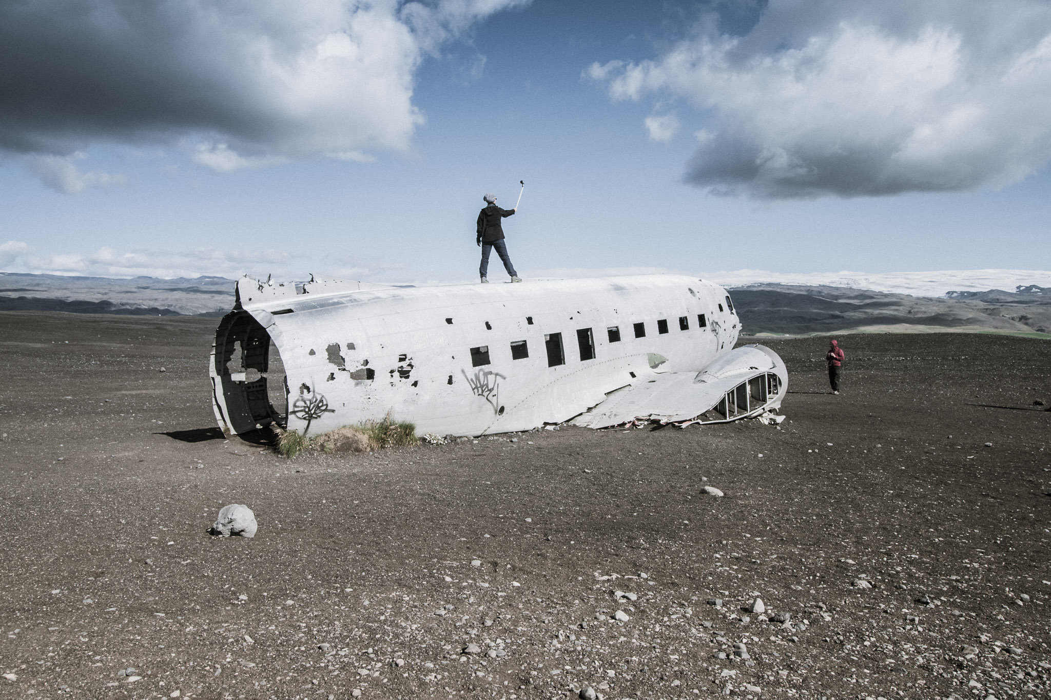 Das Flugzeugwrack Am Strand Von Solheimasandur Auf Den Berg De