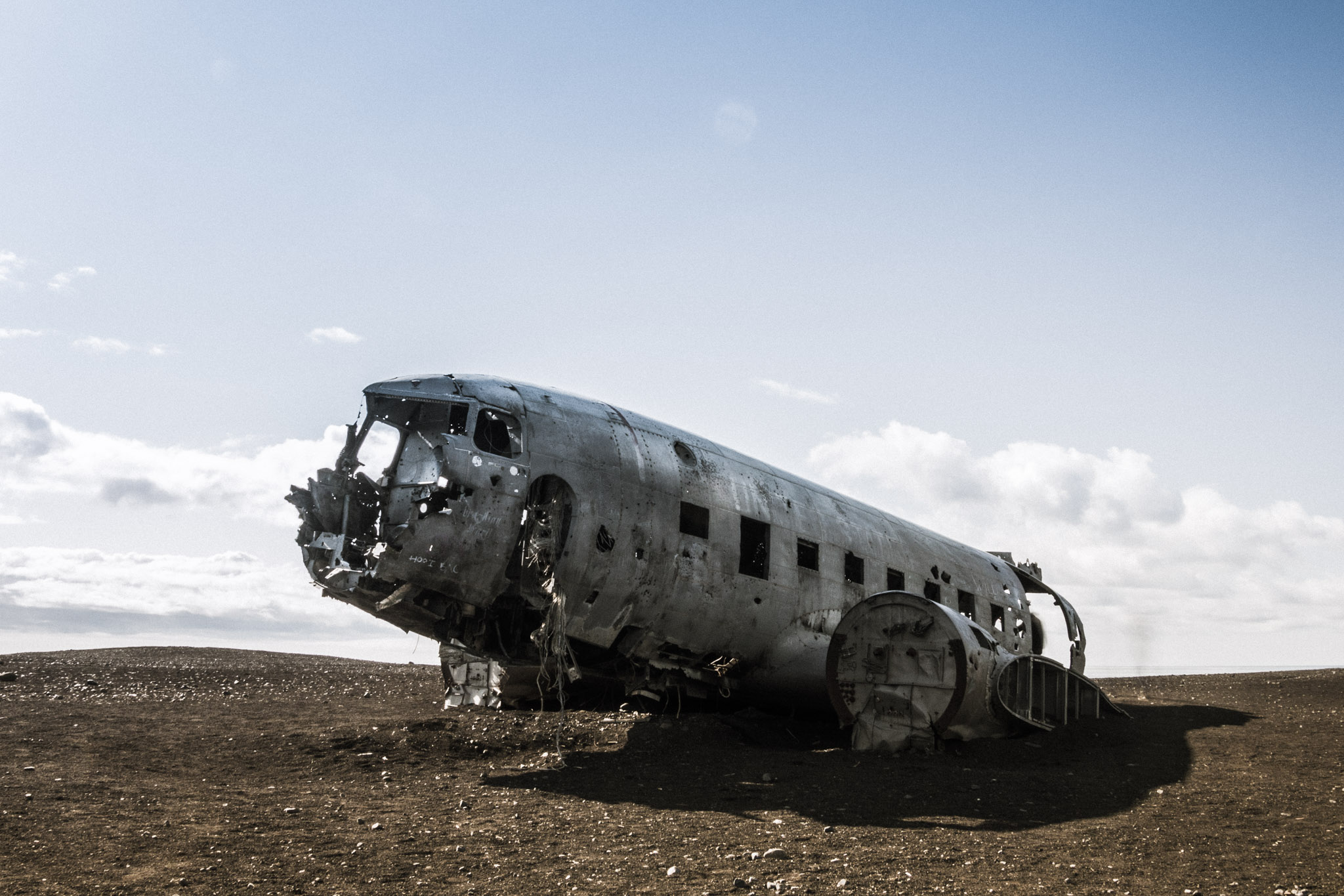 Das Flugzeugwrack Am Strand Von Solheimasandur Auf Den Berg De