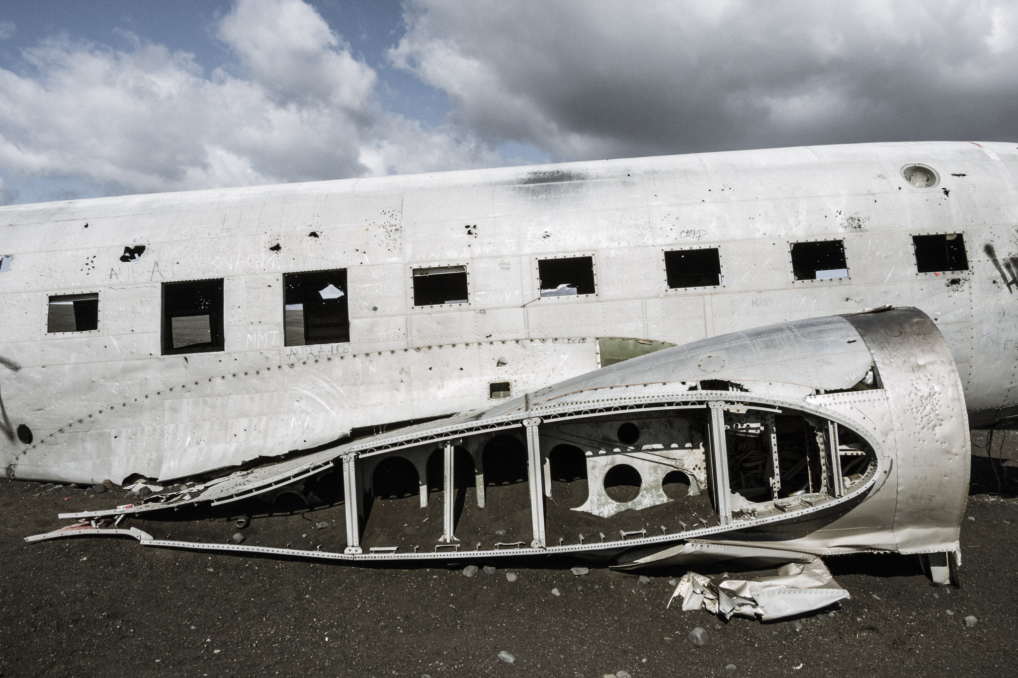 Das Flugzeugwrack Am Strand Von Solheimasandur Auf Den Berg De