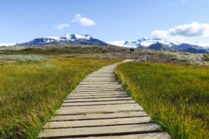 Auf dem Bohlenweg in Richtung des Hvannadalshnúkur