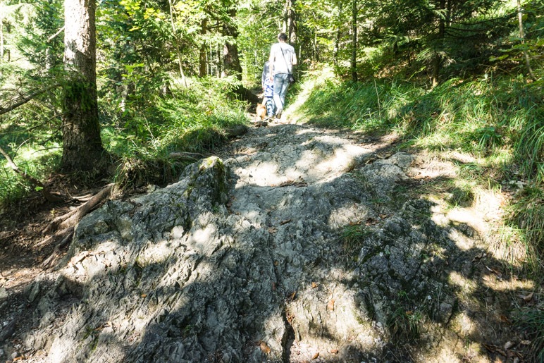 Ein kurzes Stück felsiger Weg