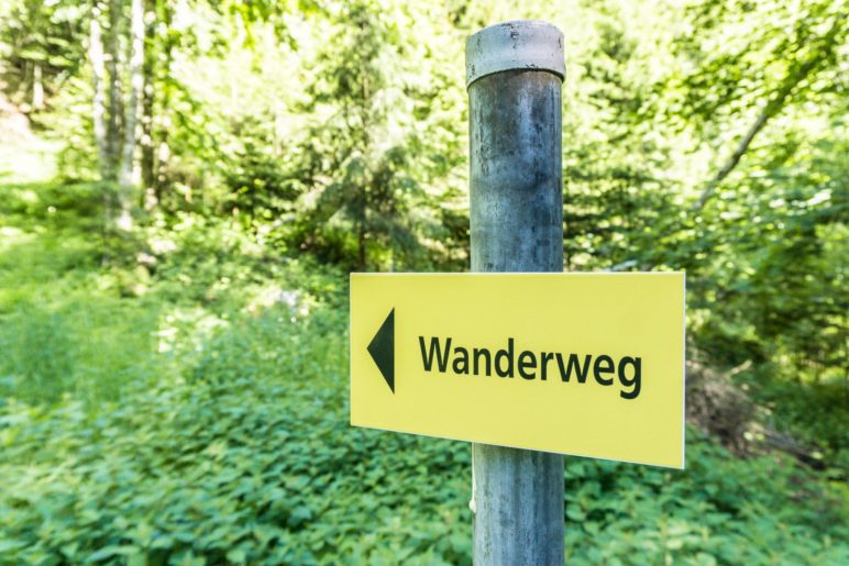 Ein eher ungewöhnlicher Wanderwegweiser. Warum steht da nicht Grafenloch oder Luegsteinhöhle?