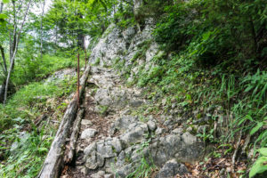 Ein felsiges Stück auf dem Steig