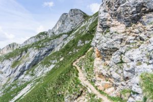 Schmaler Steig im Hochiss-Abstieg