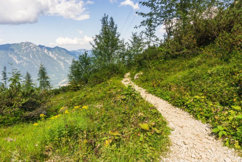 Leicht bergab zum Kreuzeck wandern