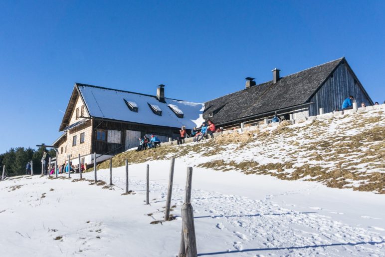 AUch auf der Stoißer Alm liegt im Winter 2019/2020 wenig Schnee