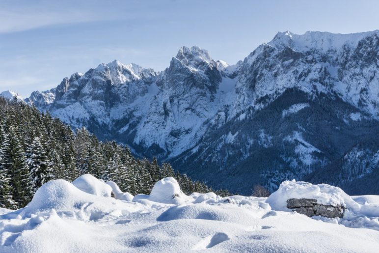 Bergblick auf den Wilden Kaiser von der Ritzau-Alm aus