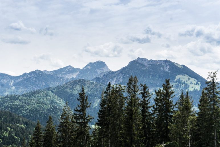 Die Aussicht auf Wendelstein und Breitenstein vom Schwarzenberg-Gipfel