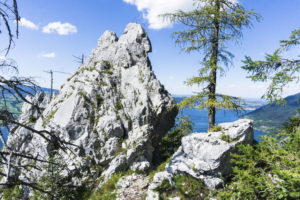 Noch ein paar Felsen, dann stehen wir am Gipfelkreuz vom Kleinen Schönberg