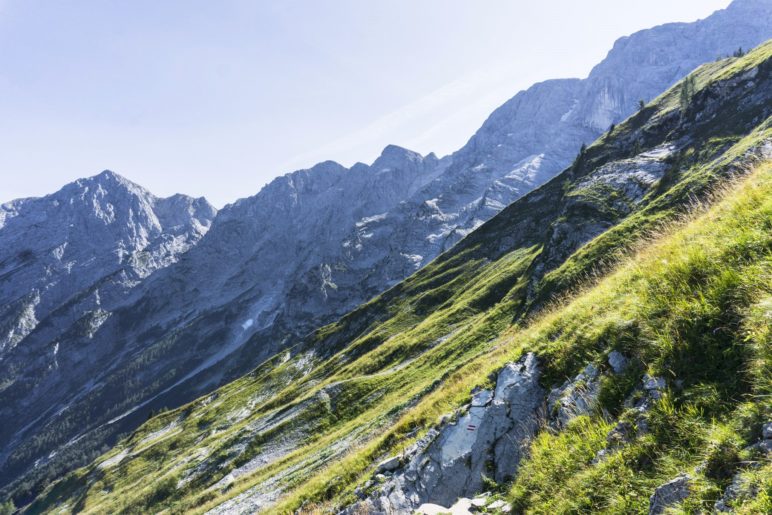 Auf dem Abstiegsweg, mit dem Hohen Göll im Blick