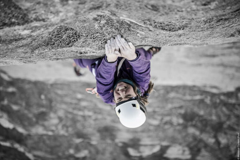 Caro North am Fels, spannend fotografiert! - Foto: Mammut Content Pool