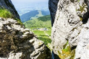 Blick hinunter zur Steinlingalm