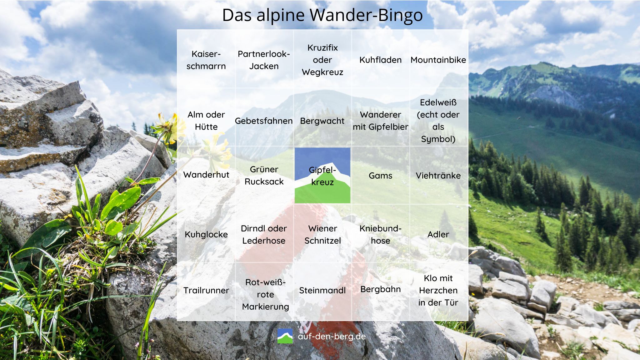 Das alpine Wander-Bingo für Eure nächste Bergwanderung