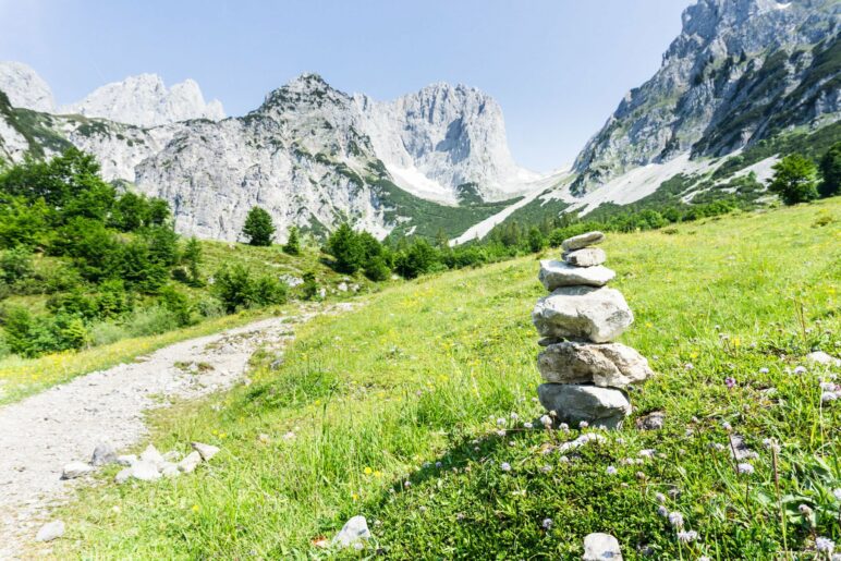 Ein Blick zum Ellmauer Tor, kurz oberhalb der Gaudeamushütte