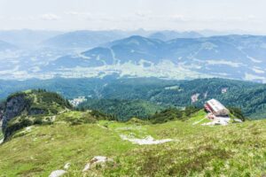 Unter uns liegt die Gruttenhütte, im Tal Ellmau und Going