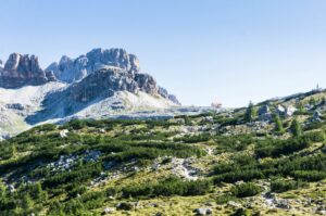 Blick von der Langalm zurück zur Dreizinnenhütte