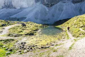 Direkt zwischen der Langalm und den Zinnen liegt die Rienzquelle