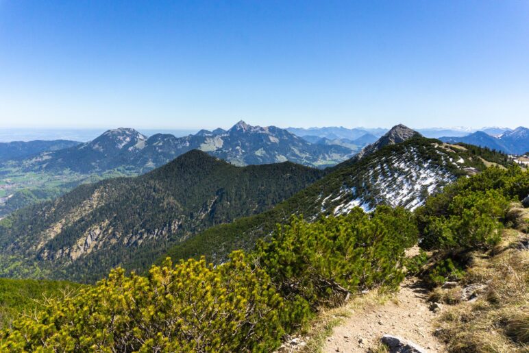 Jägerkamp-Panorama, dritter Teil: Breitenstein, Wendelstein und Aiplspitz
