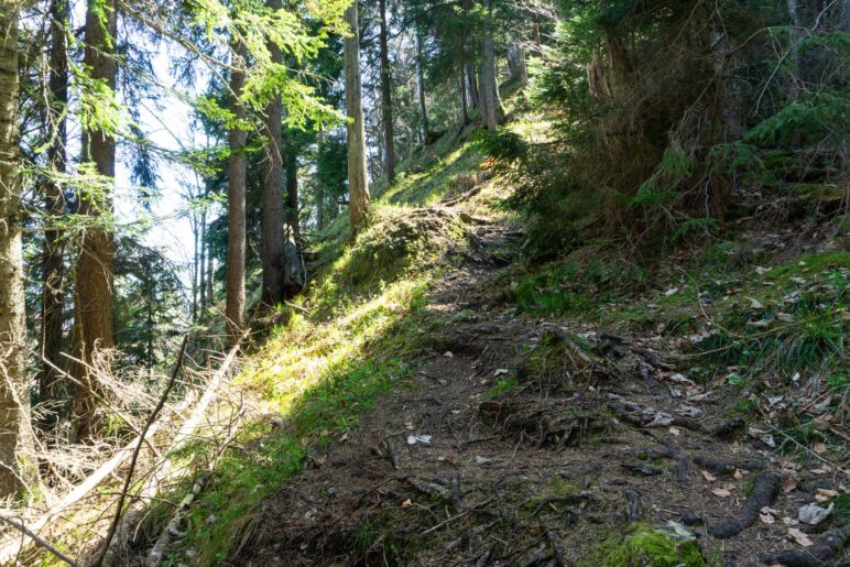 Schmal am Abhang entlang