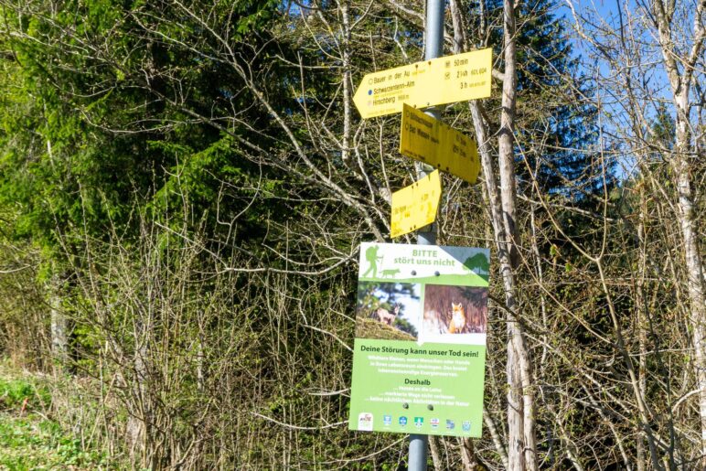 Kein Hinweis auf den Ringspitz auf den Wegweisern
